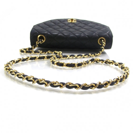 Lambskin Quilted Small Flap Navy