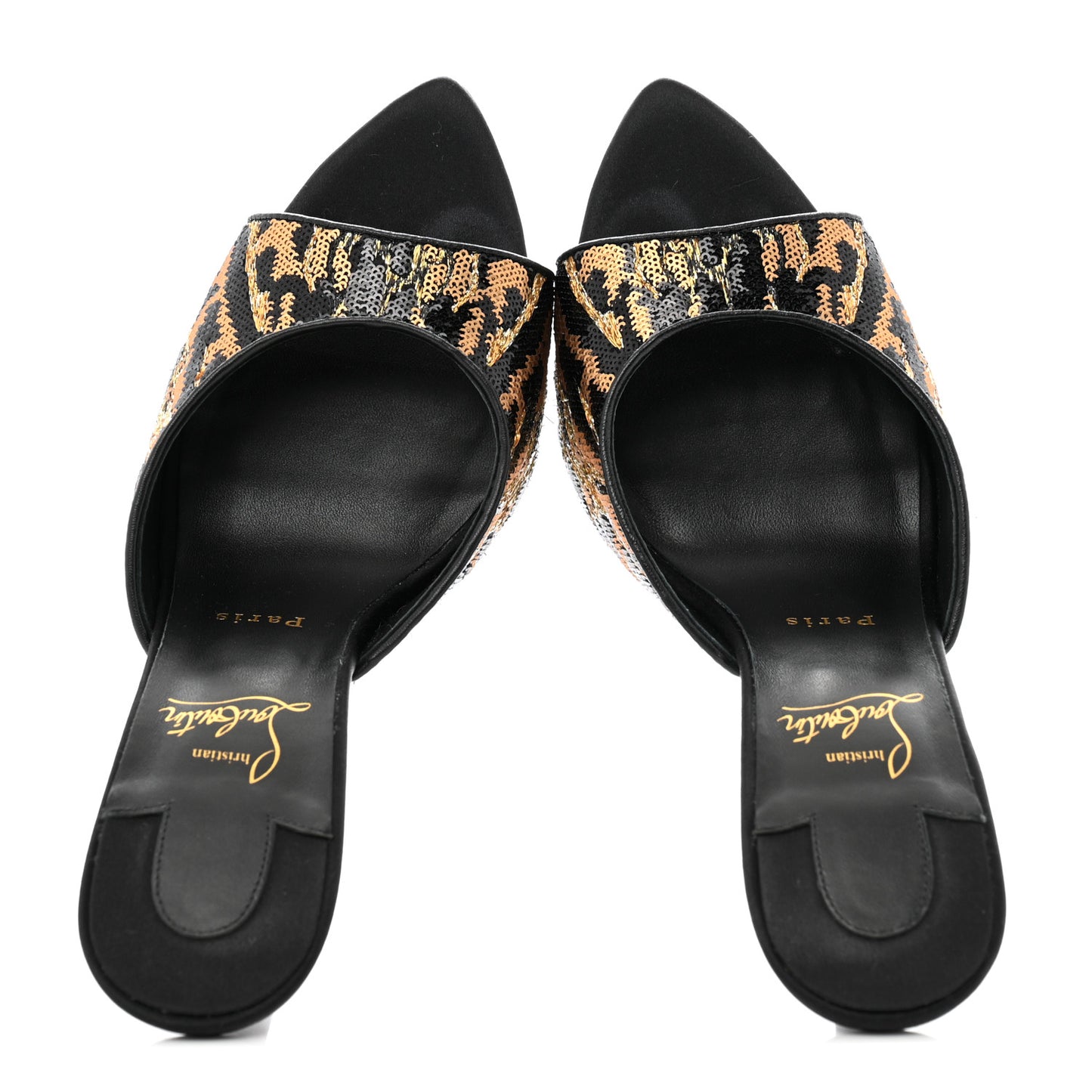 Miss Z Sequin Animal Print Mule 40 Gold Silver