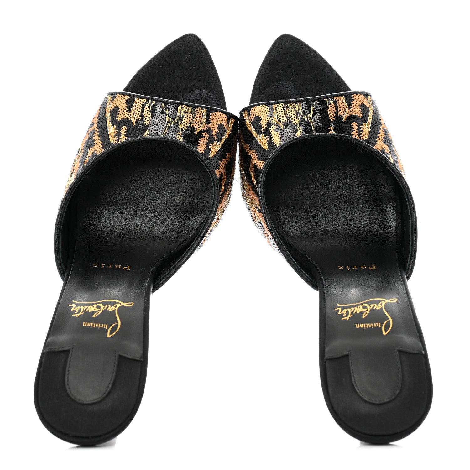 Christian Louboutin Miss Z Sequin Animal Print Mule 40 Gold Silver 2 of 10
