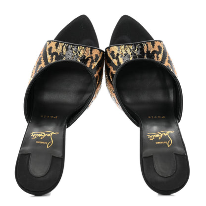 Christian Louboutin Miss Z Sequin Animal Print Mule 40 Gold Silver 2 of 10