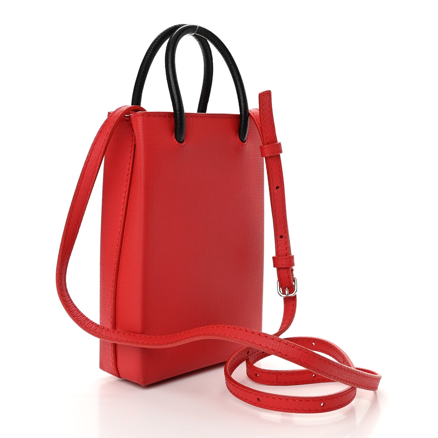 Squared Calfskin Logo Shopping Phone Holder Bag Red