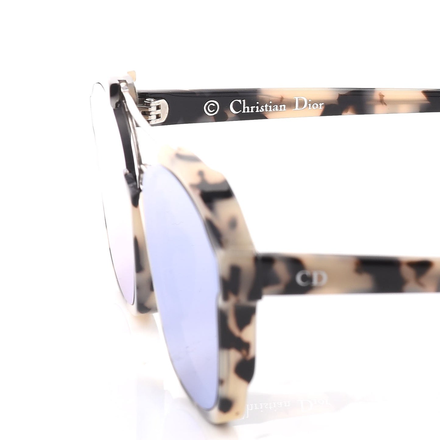 Abstract Square Mirrored Sunglasses Spotted Havana Blue