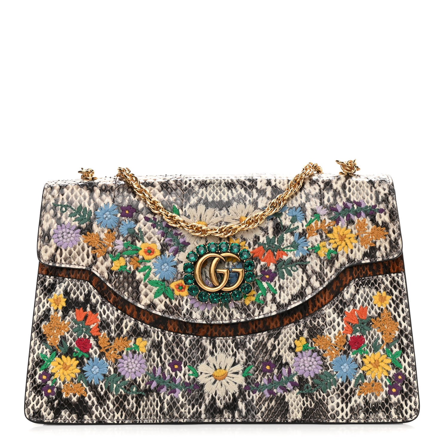 Gucci Snakeskin Embroidered Linea Ricami Shoulder Multicolor 1 of 11