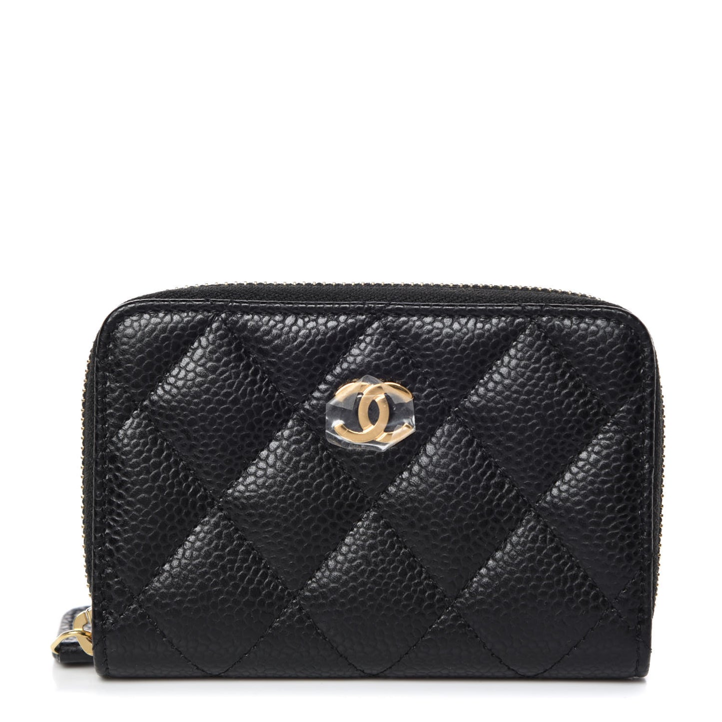 Caviar Quilted Zip Coin Purse Black