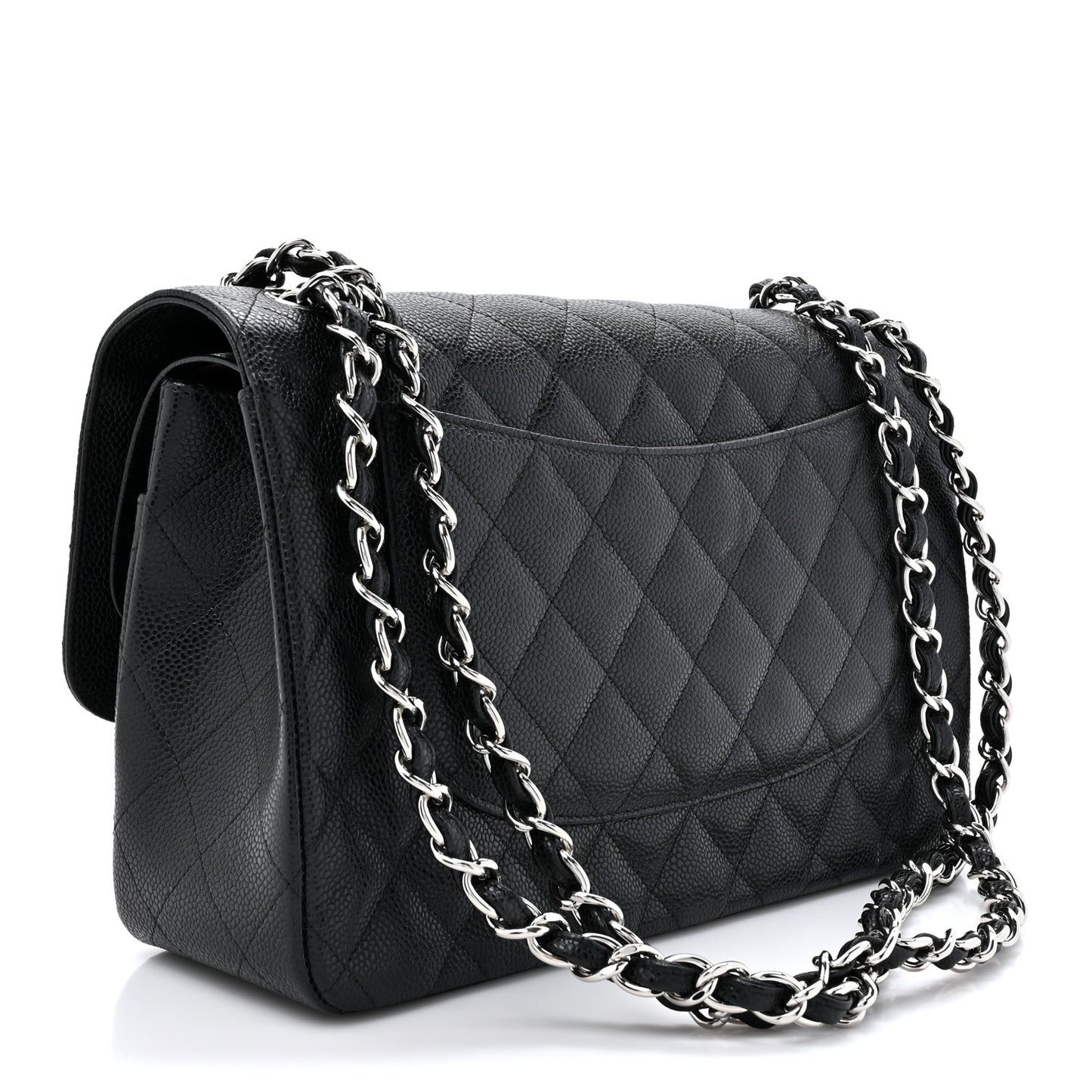 Caviar Quilted Jumbo Double Flap Black