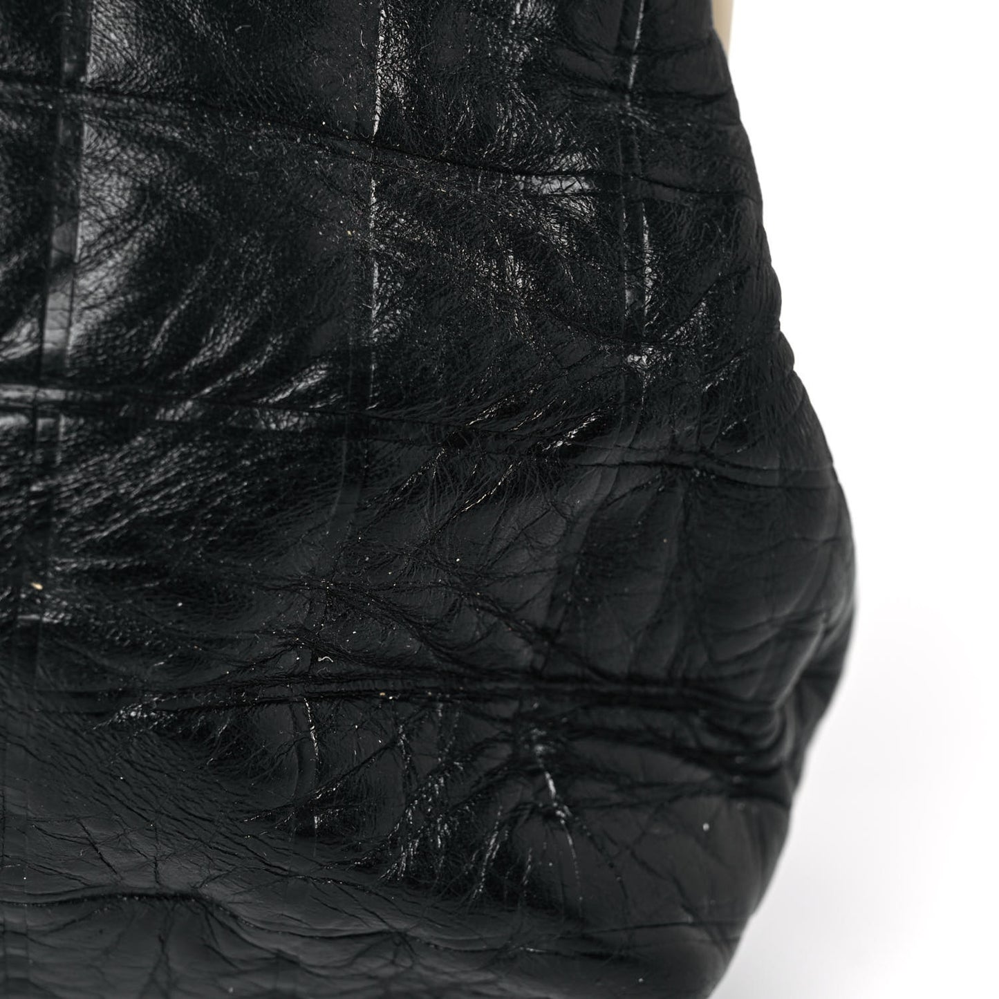 Lambskin Chocolate Bar Quilted Frame Shoulder Bag Black