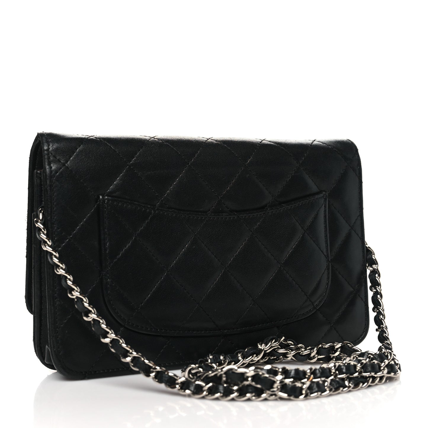 Lambskin Quilted Wallet On Chain WOC Black