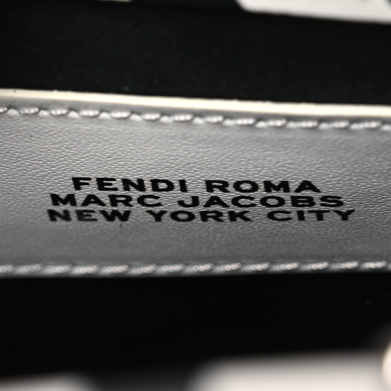 Fendi X MARC JACOBS Vitello King Plexiglass Logo Print Mini Fendi Sunshine Shopper Tote Black White 6 of 14