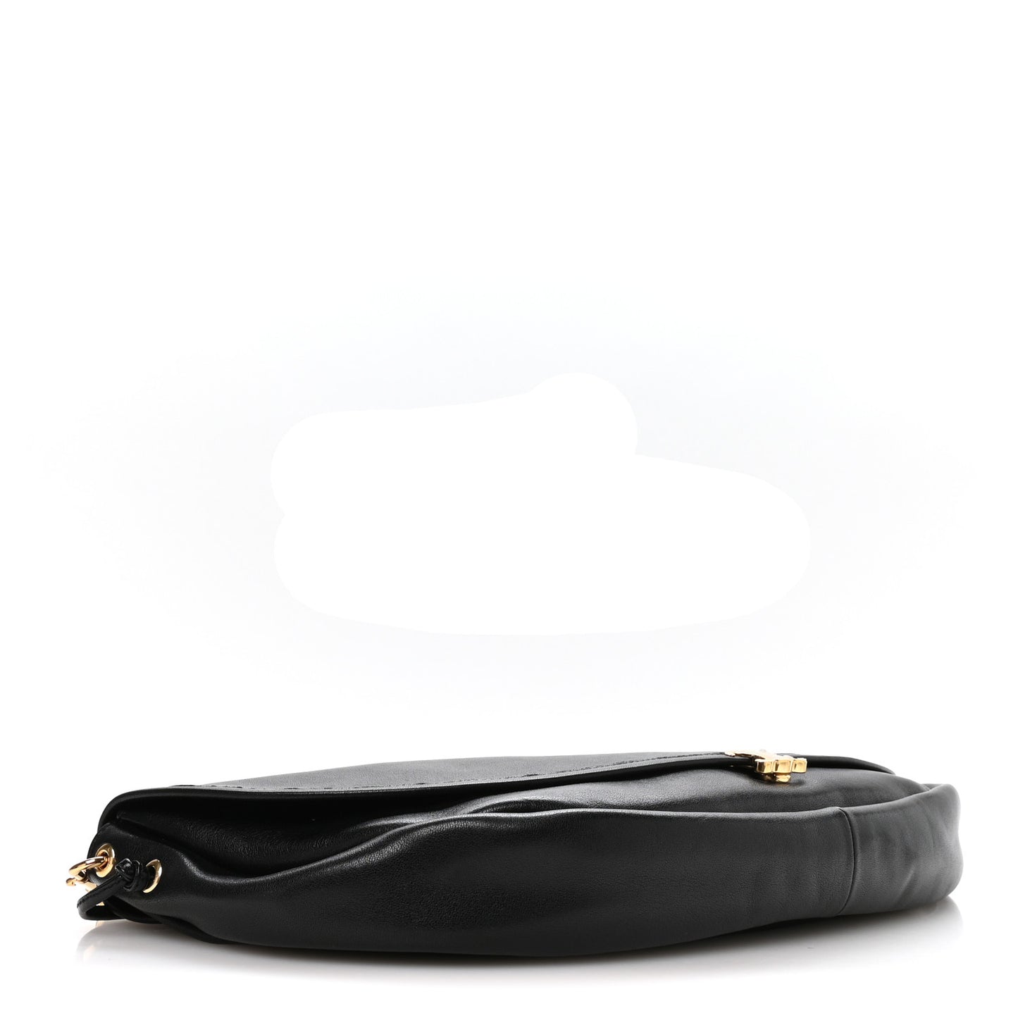 Shiny Lambskin Soft Triomphe Half Moon Bag Black