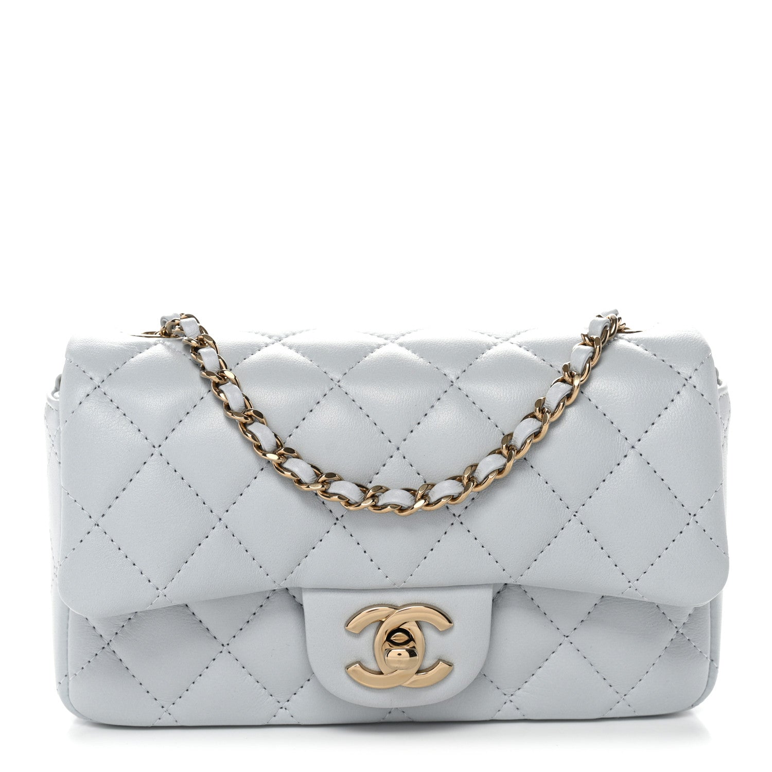 Chanel Lambskin Quilted Extra Mini Rectangular Flap Light Blue 1 of 10