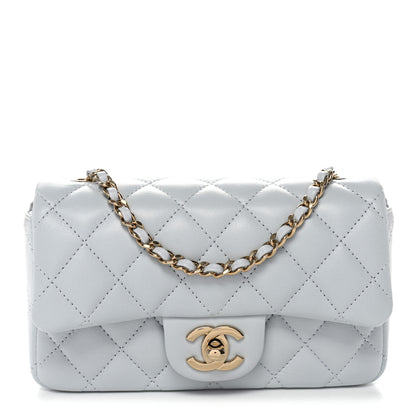 Chanel Lambskin Quilted Extra Mini Rectangular Flap Light Blue 1 of 10