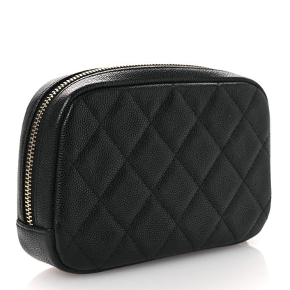 Chanel Caviar Quilted Small Curvy Pouch Cosmetic Case Black 3 of 12