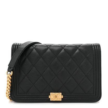 Chanel Caviar Quilted Boy Wallet On Chain WOC Black 1 of 14