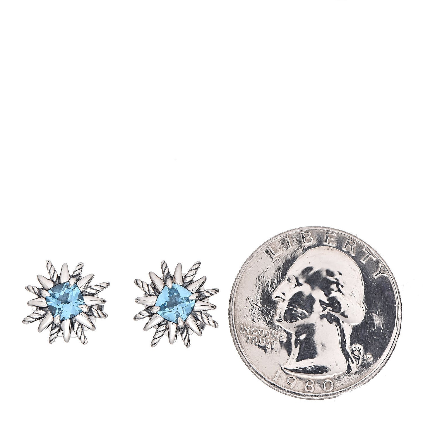 Sterling Silver Blue Topaz Starburst Stud Earrings