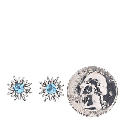 David Yurman Sterling Silver Blue Topaz Starburst Stud Earrings 2 of 4