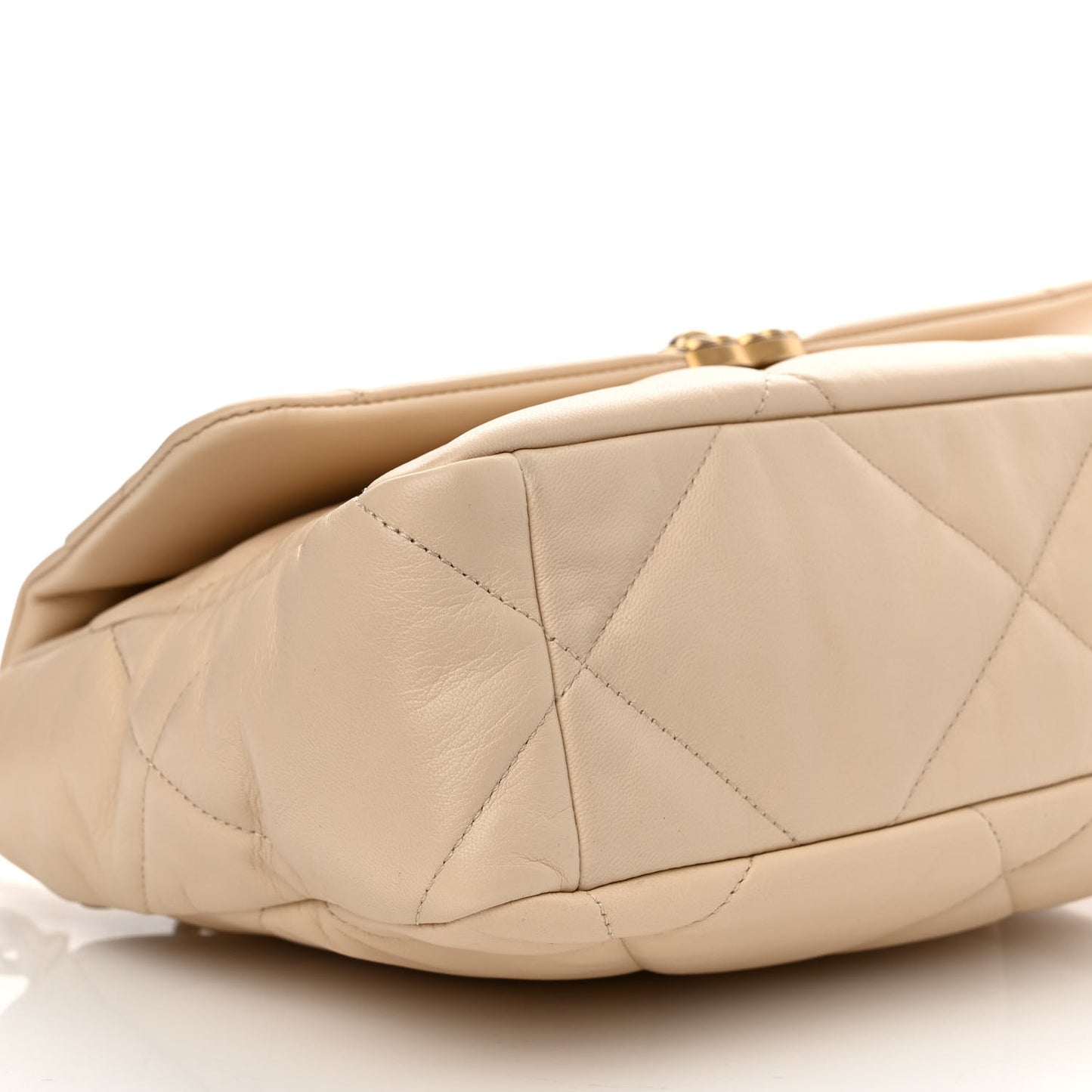Goatskin Quilted Large Chanel 19 Flap Beige