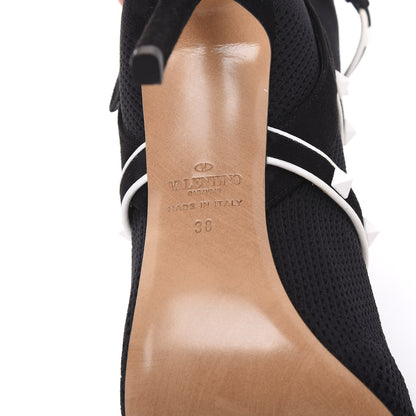 Valentino Garavani Knit Suede Free Rockstud Bodytech 105mm Ankle Boots 38 Black Optic White 6 of 8