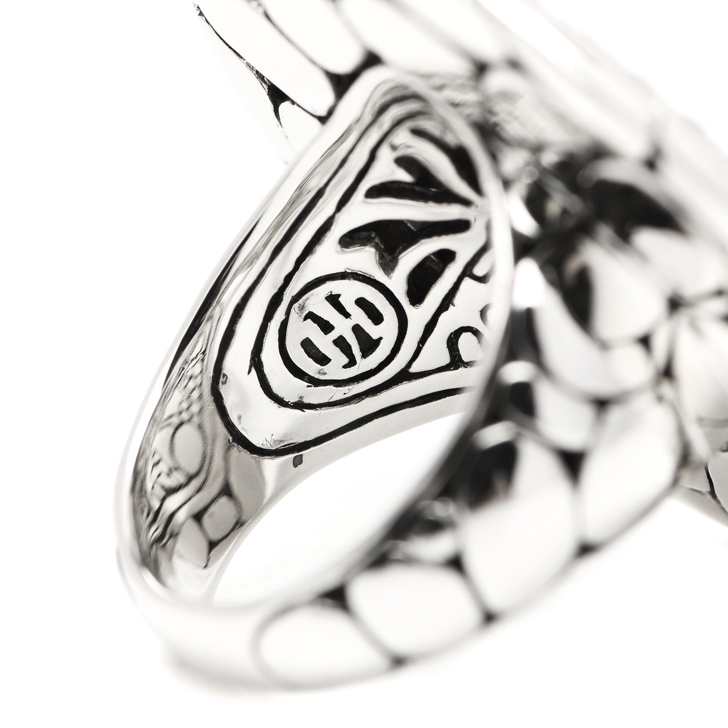 Sterling Silver White Sapphire Kali Lava Ring 54 6.75