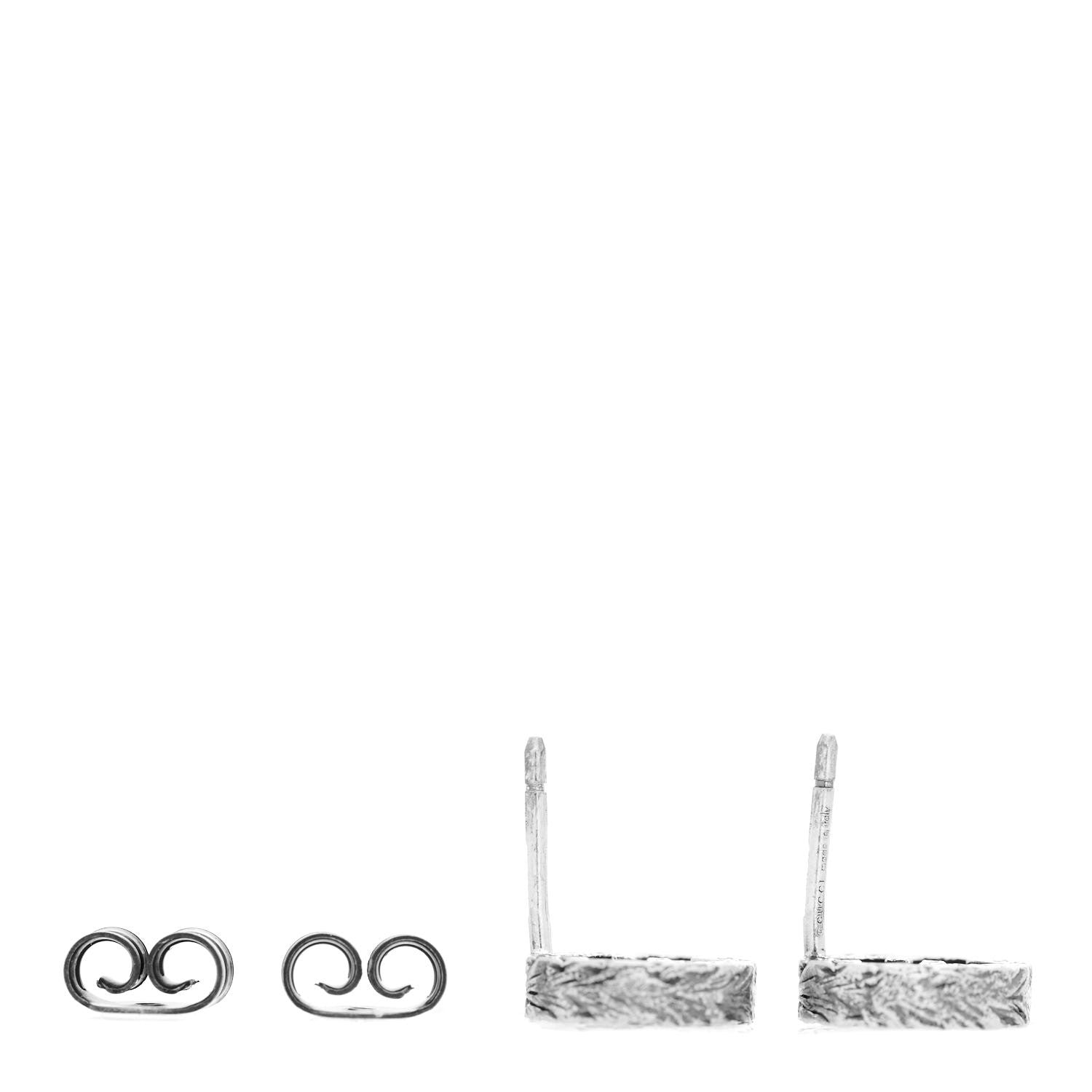 Gucci Sterling Silver Textured Interlocking G Stud Earrings 3 of 6