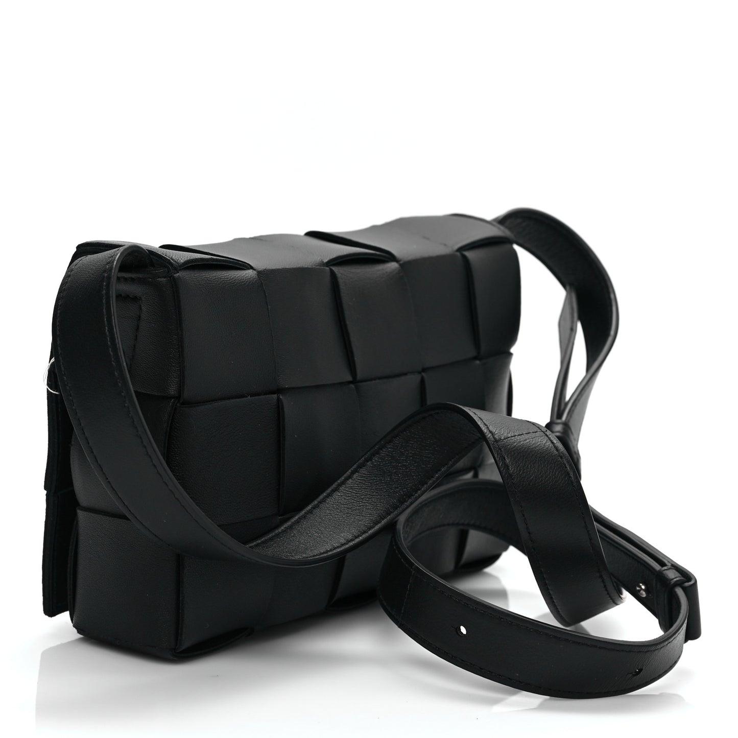 Lambskin Maxi Intrecciato Cassette Crossbody Bag Black