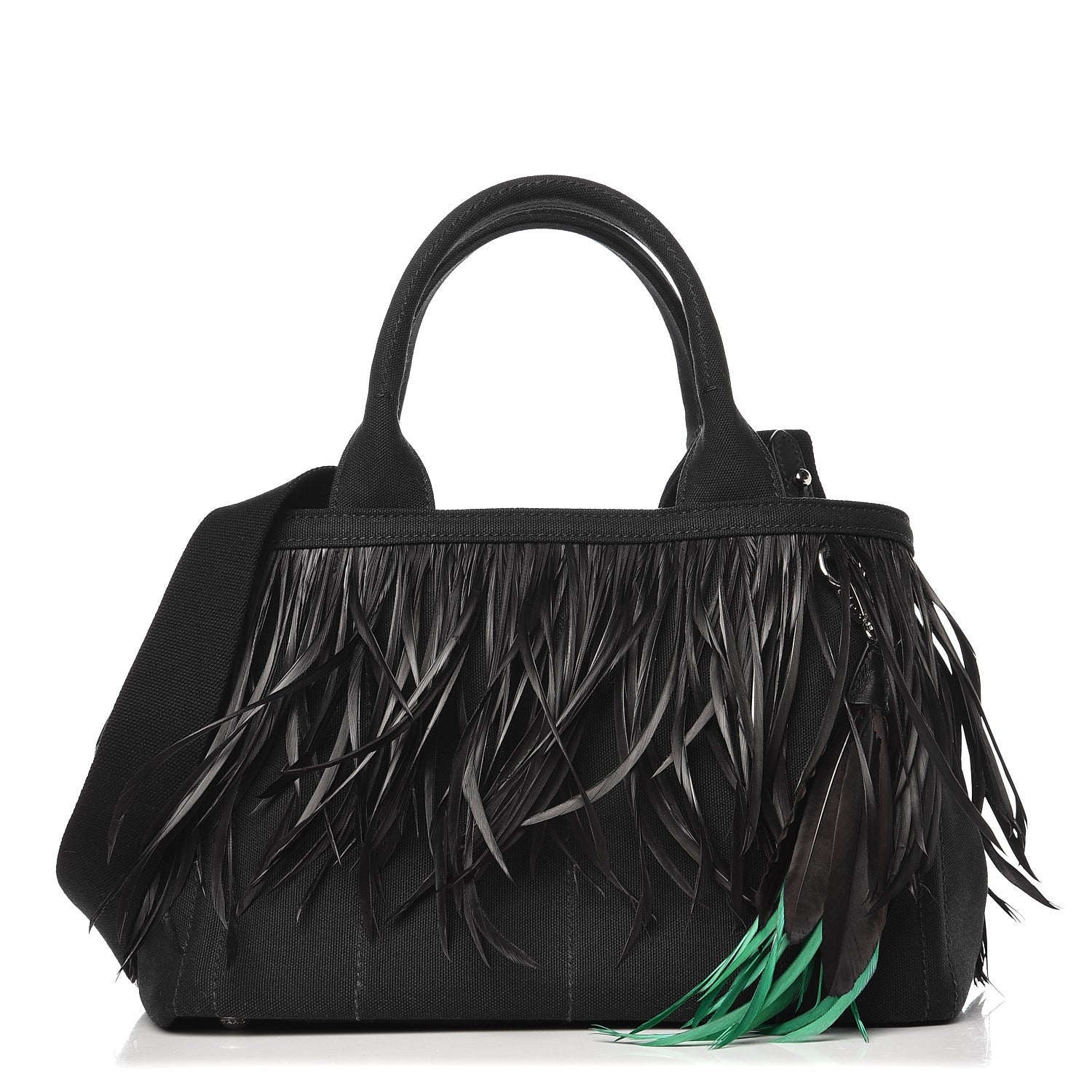 Prada Canvas Canapa Small Piume Tote Nero Black 1 of 8