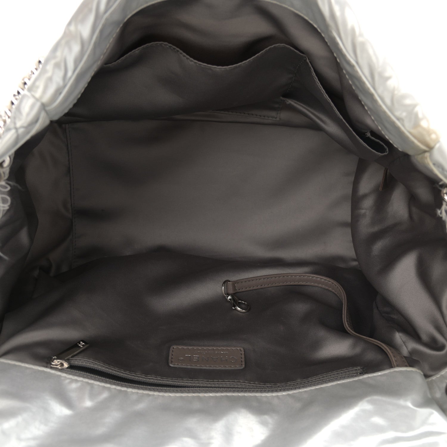 Chanel Vinyl Mohair Trimmed Accordion Arctic Polar Ice Flap Silver 5 of 10