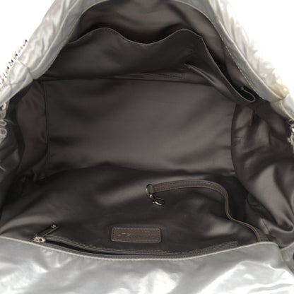 Chanel Vinyl Mohair Trimmed Accordion Arctic Polar Ice Flap Silver 5 of 10