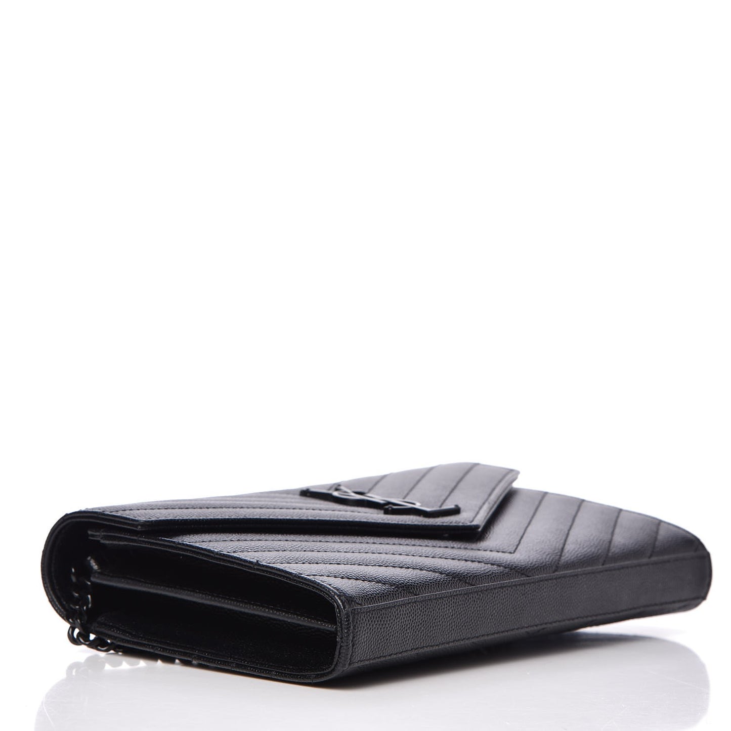 Grain De Poudre Matelasse Chevron Monogram Chain Wallet Black