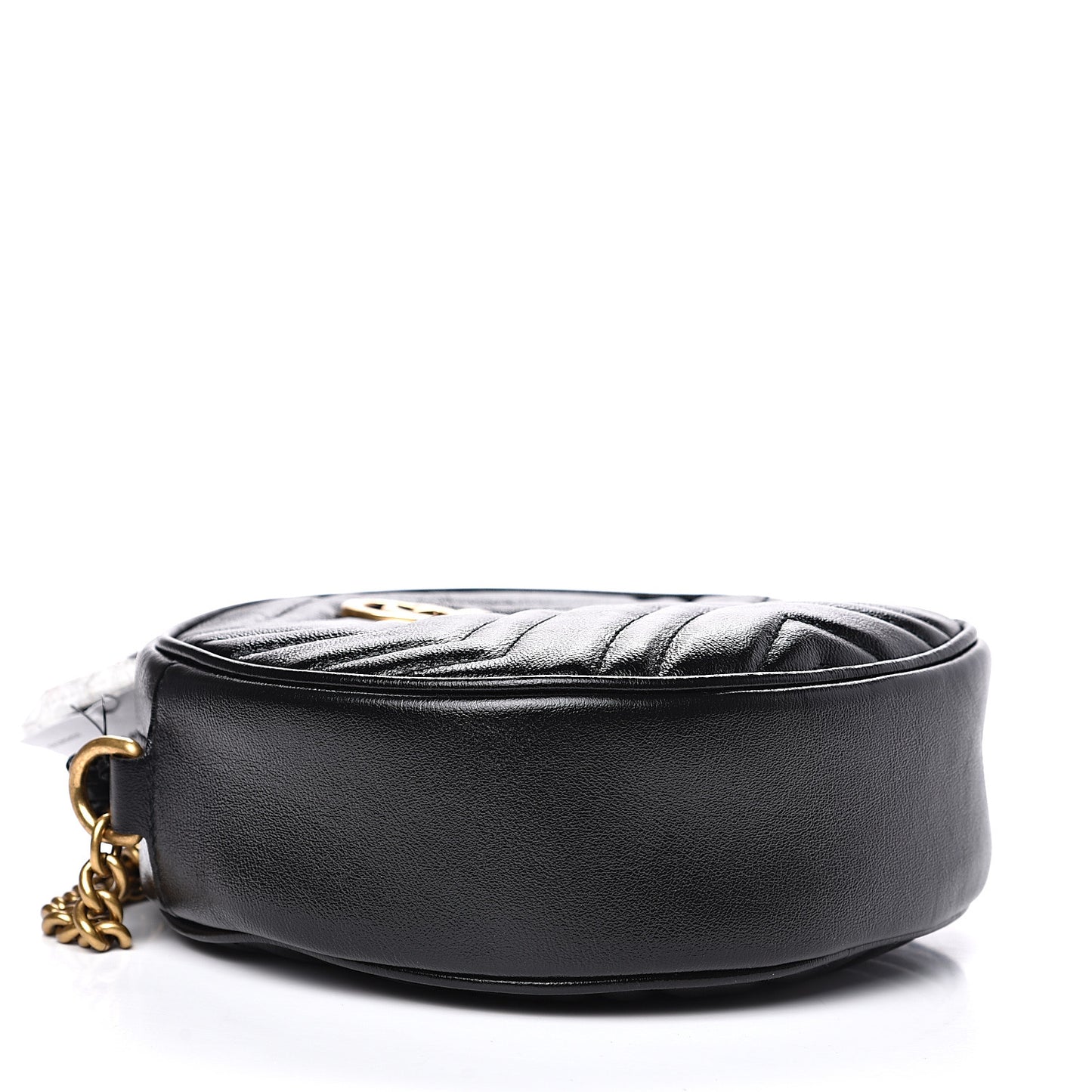 Azalea Calfskin Matelasse Heart Mini GG Marmont Round Shoulder Bag Black
