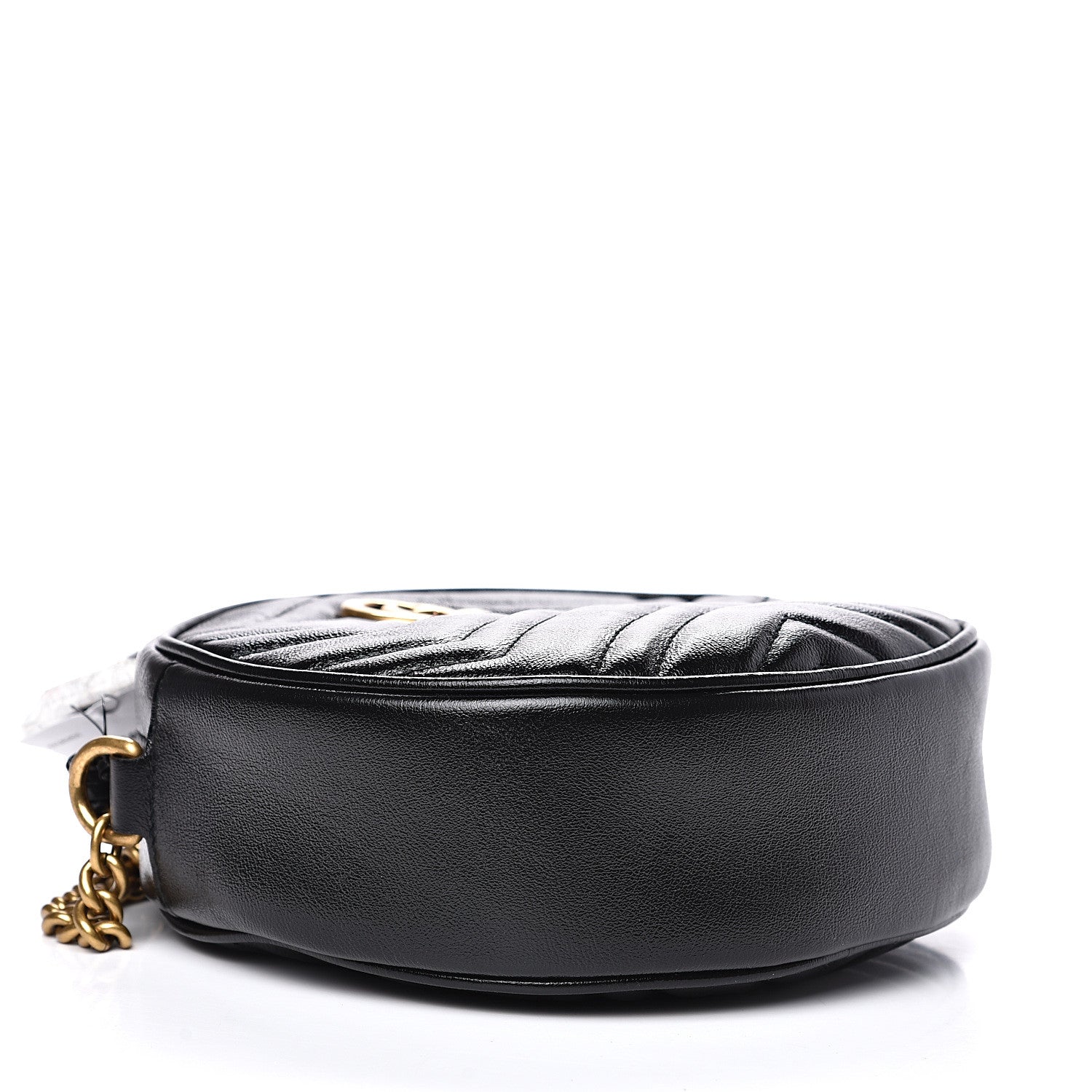 Gucci Azalea Calfskin Matelasse Heart Mini GG Marmont Round Shoulder Bag Black 3 of 9