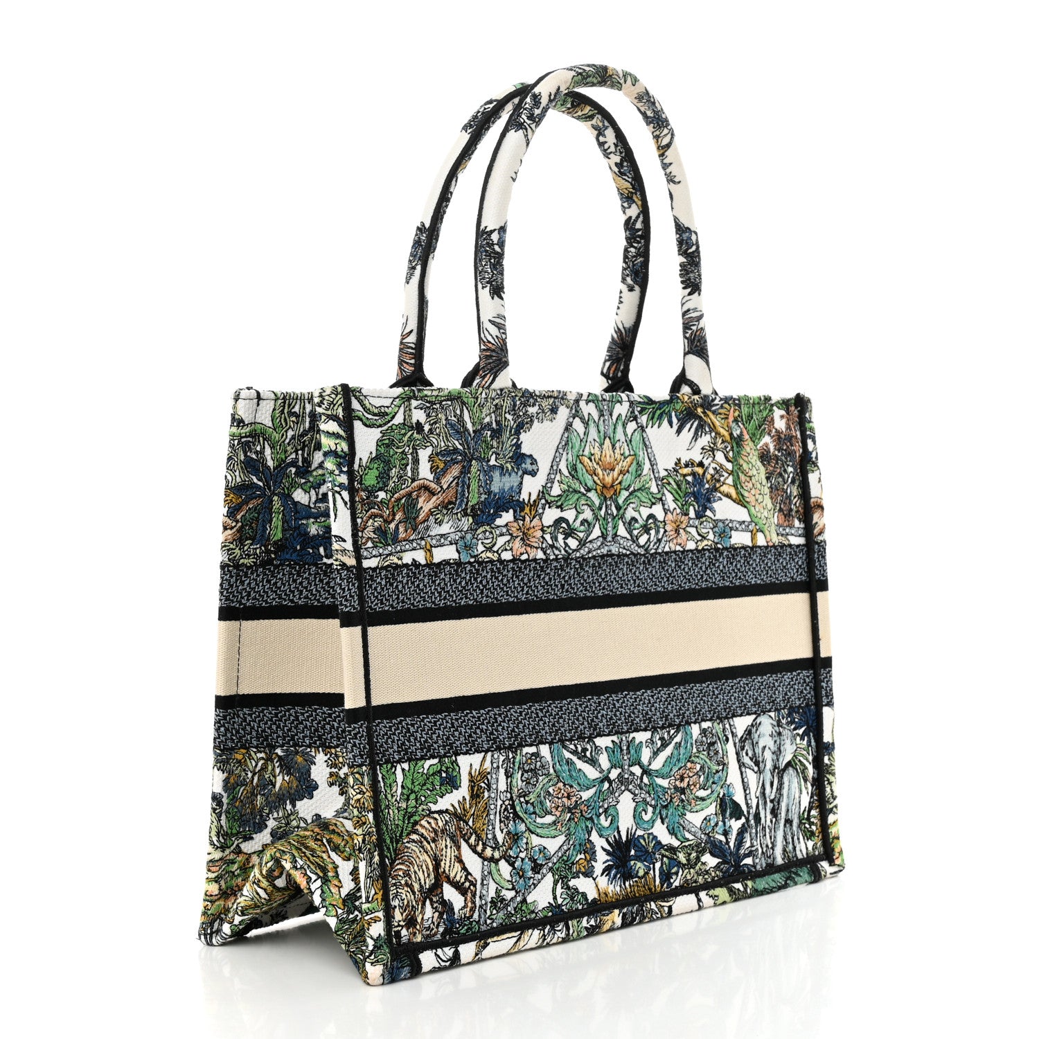 Christian Dior Canvas Embroidered Medium Etoile de Voyage Book Tote White Multicolor 3 of 10