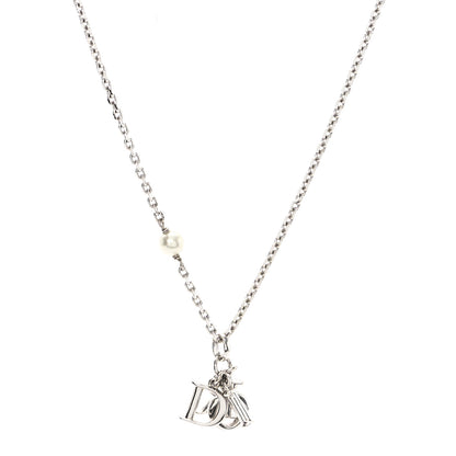 Christian Dior Pearl Logo Necklace Silver 1 of 4