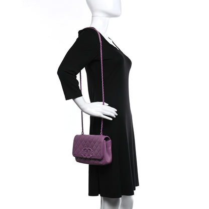 Chanel Lambskin Quilted Small CC Filigree Flap Purple 2 of 10