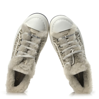 Christian Dior Canvas Oblique Shearling Walk'N'Dior Platform Sneakers  38.5 Beige Natural 2 of 11