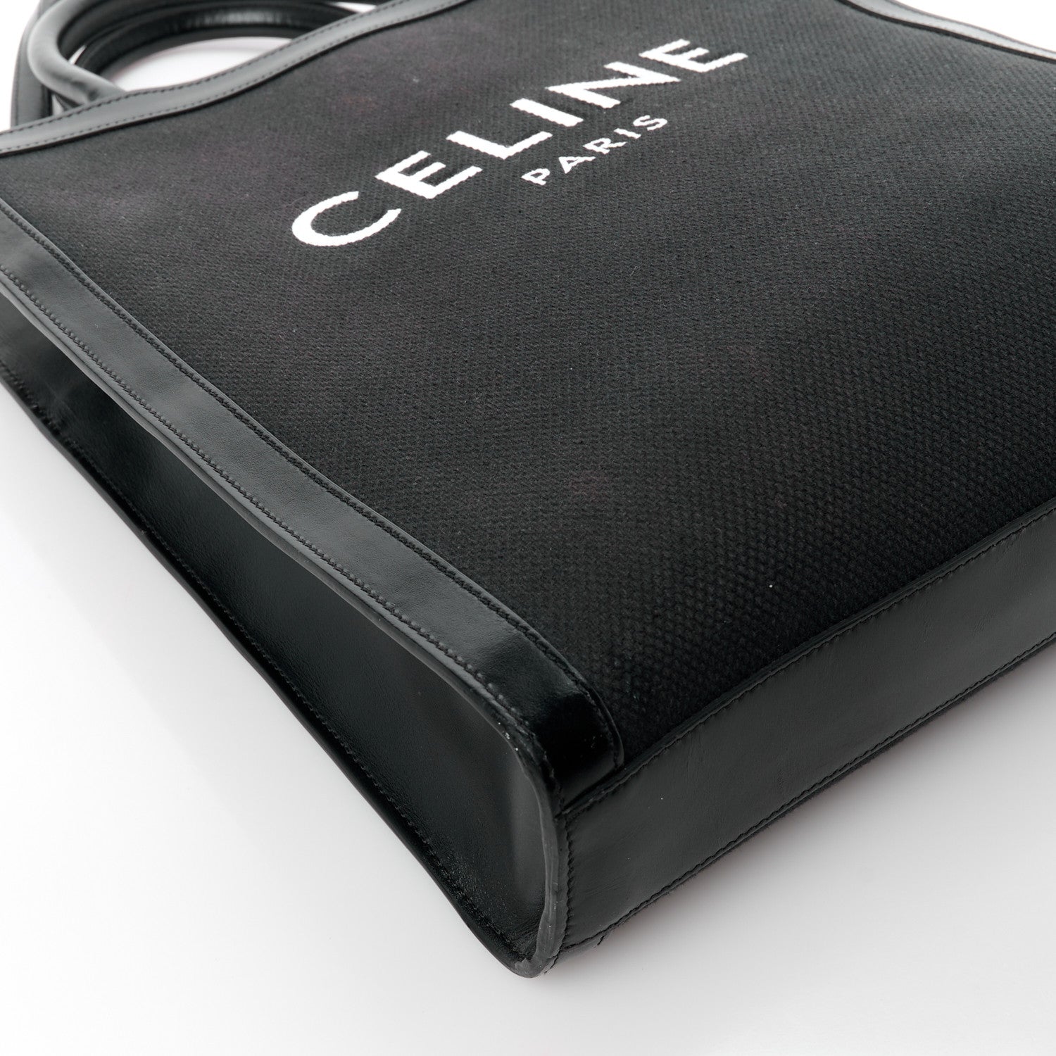 Celine Canvas Calfskin Small Vertical Cabas Black 9 of 11