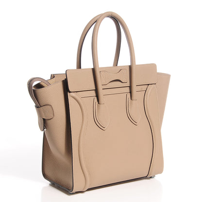 Celine Drummed Calfskin Micro Luggage Dune 3 of 8