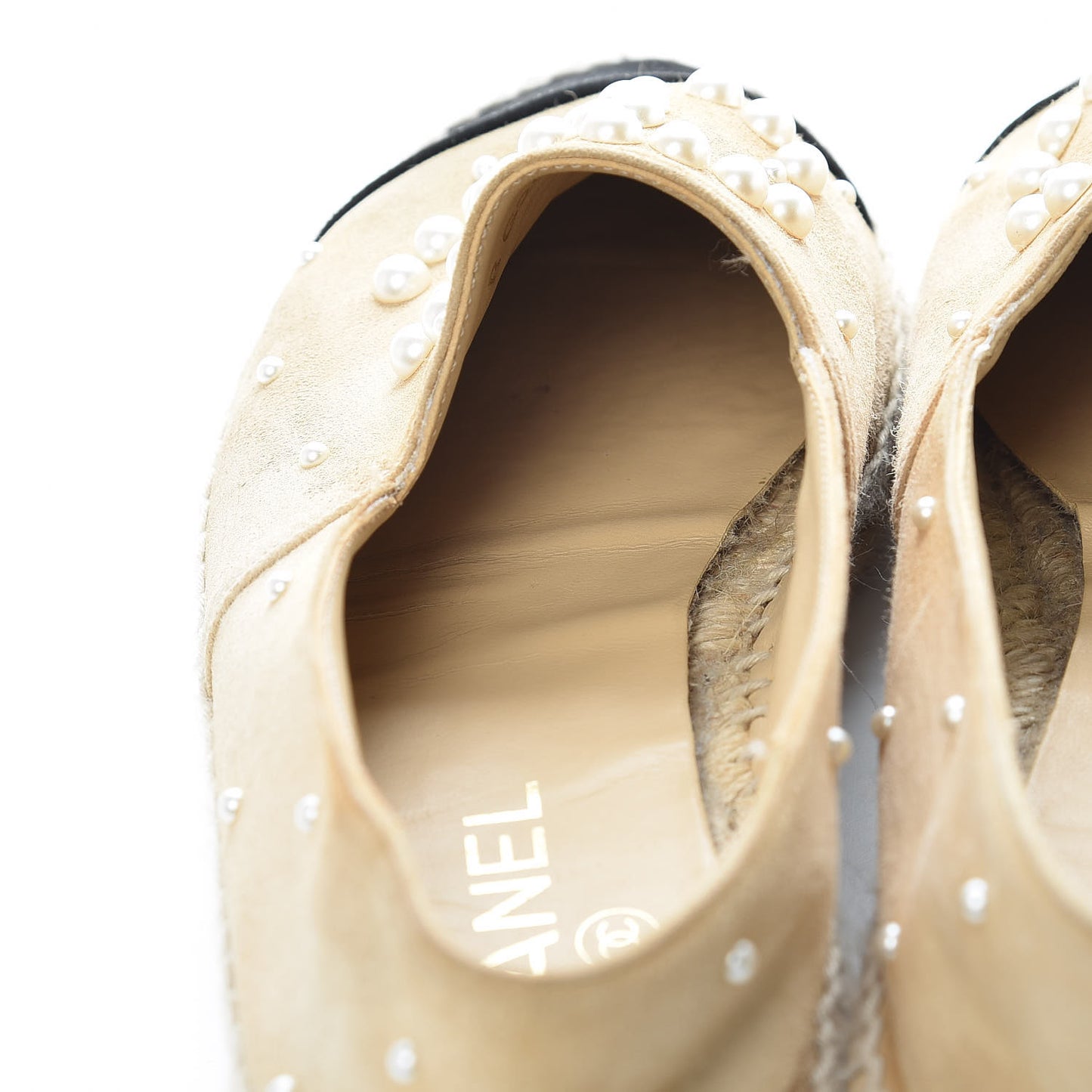 Suede Pearl CC Espadrilles 38 Beige Black