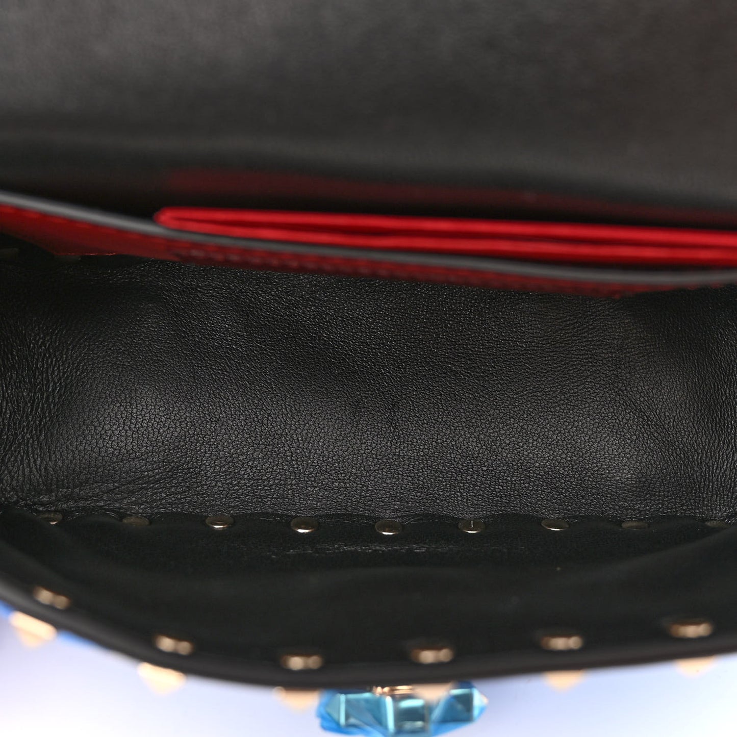 Calfskin Mini Rockstud Spike Shoulder Bag Azzurro Fluo
