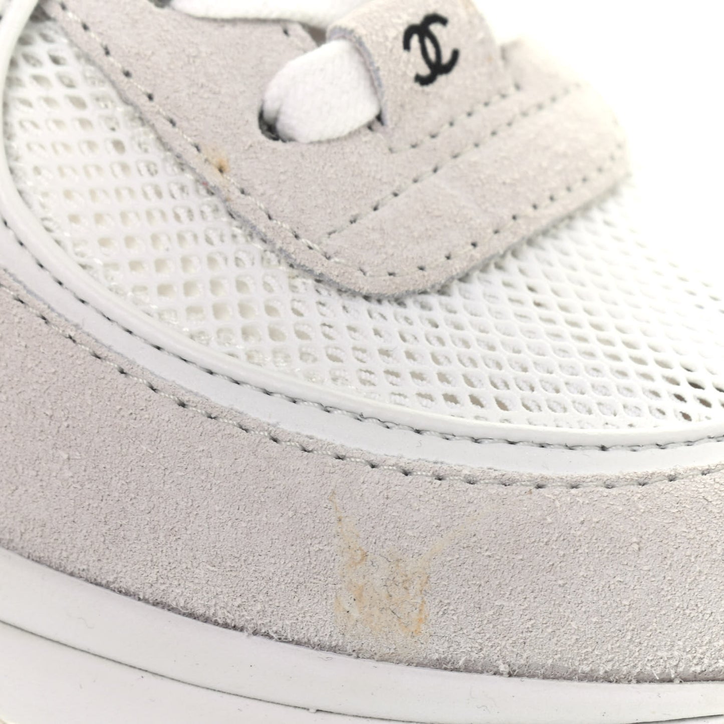 Suede Calfskin CC Sneakers 37 White Grey