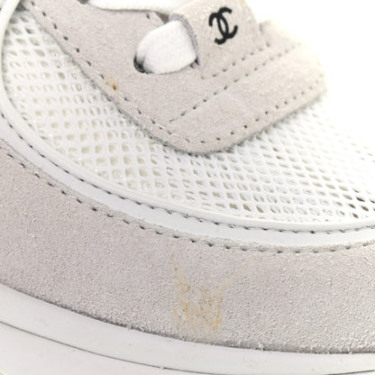 Chanel Suede Calfskin CC Sneakers 37 White Grey 9 of 9