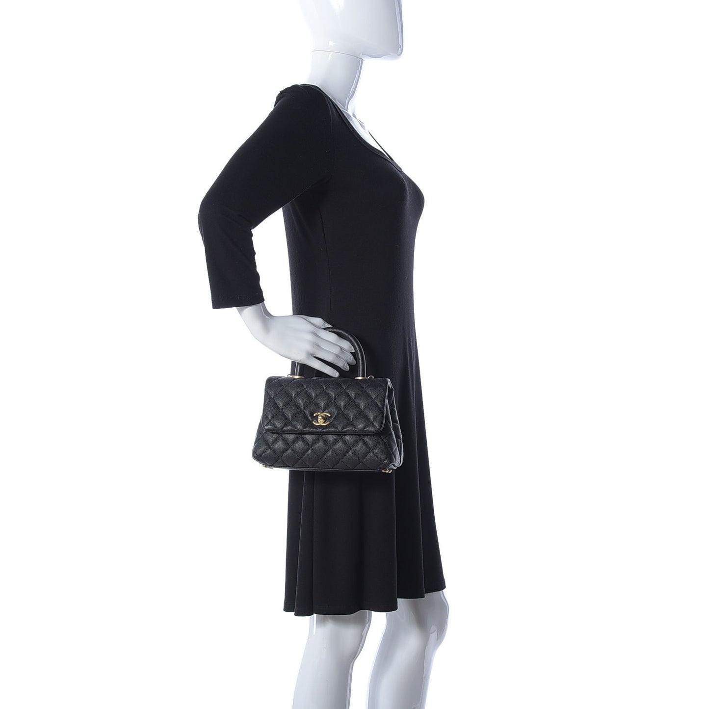 Caviar Quilted Mini Coco Handle Flap Black