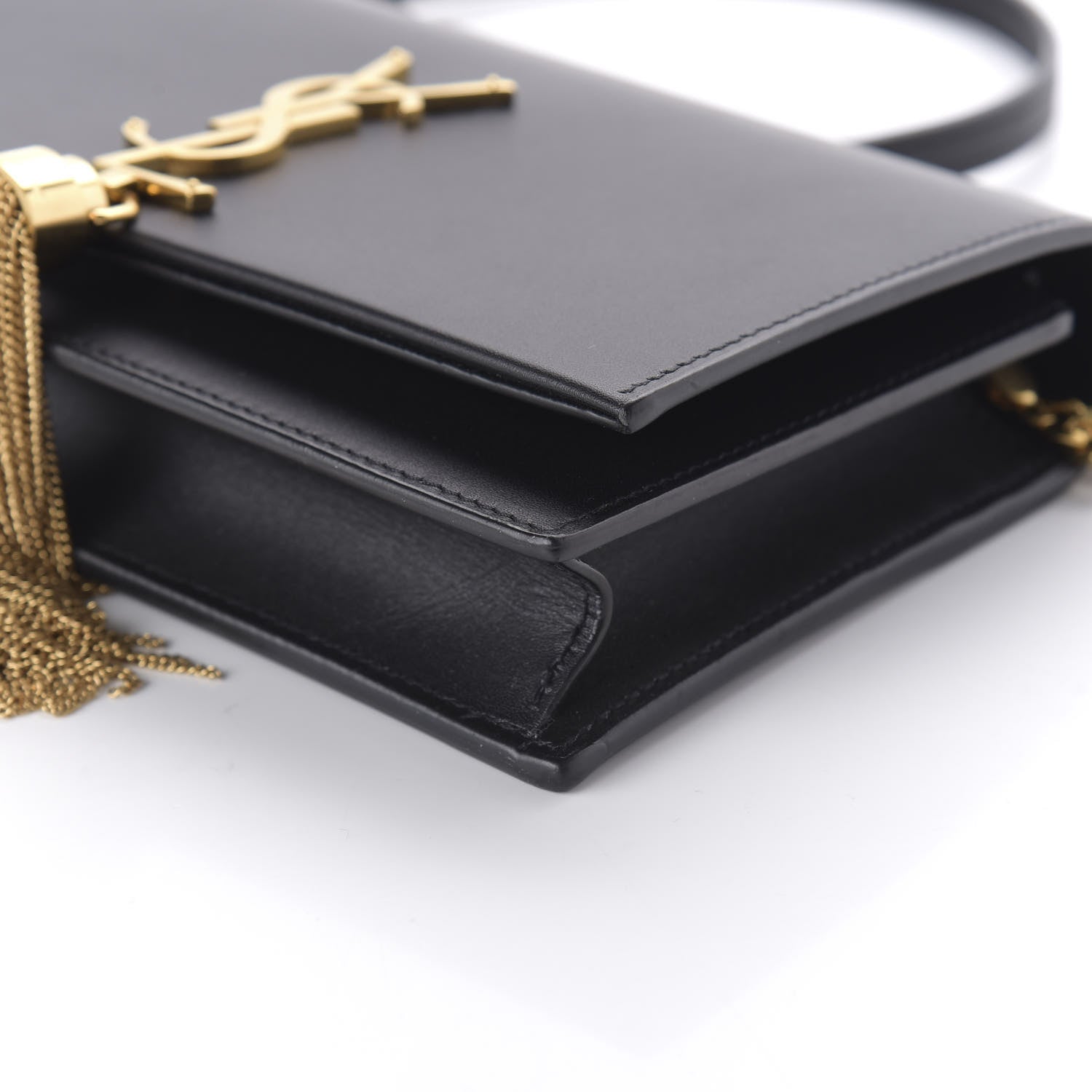 Saint Laurent Smooth Calfskin Classic Monogram Kate Tassel Chain Wallet Black 7 of 9
