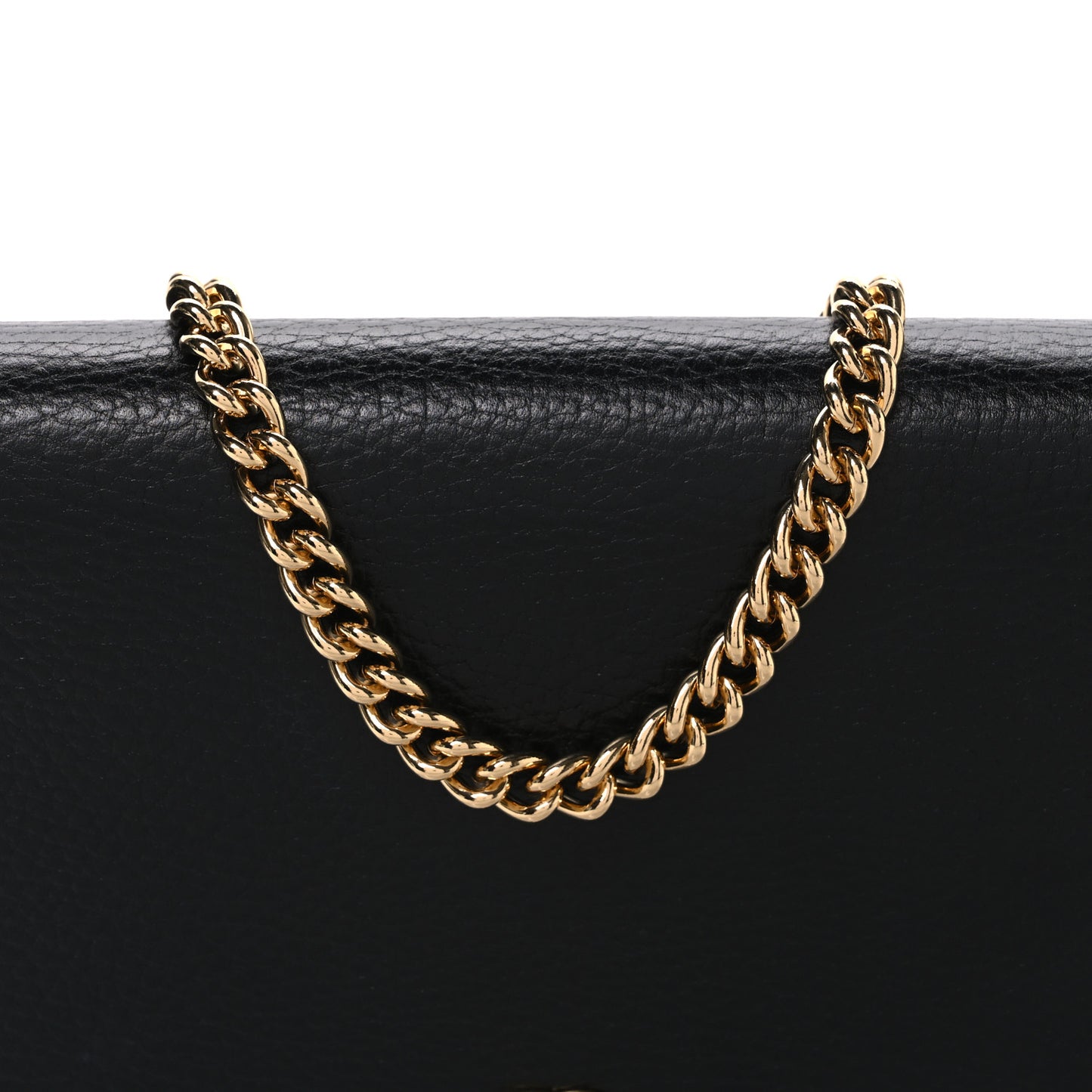 Calfskin Mini GG Marmont Chain Wallet Black