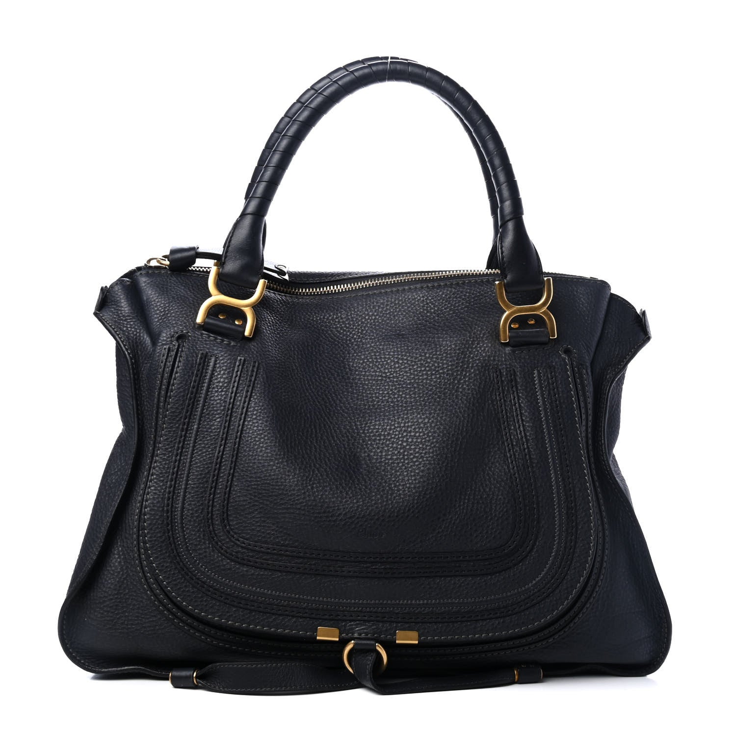 Chloe Calfskin Large Marcie Satchel Royal Navy 1 of 4