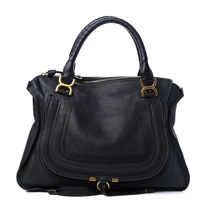 Chloe Calfskin Large Marcie Satchel Royal Navy 1 of 4
