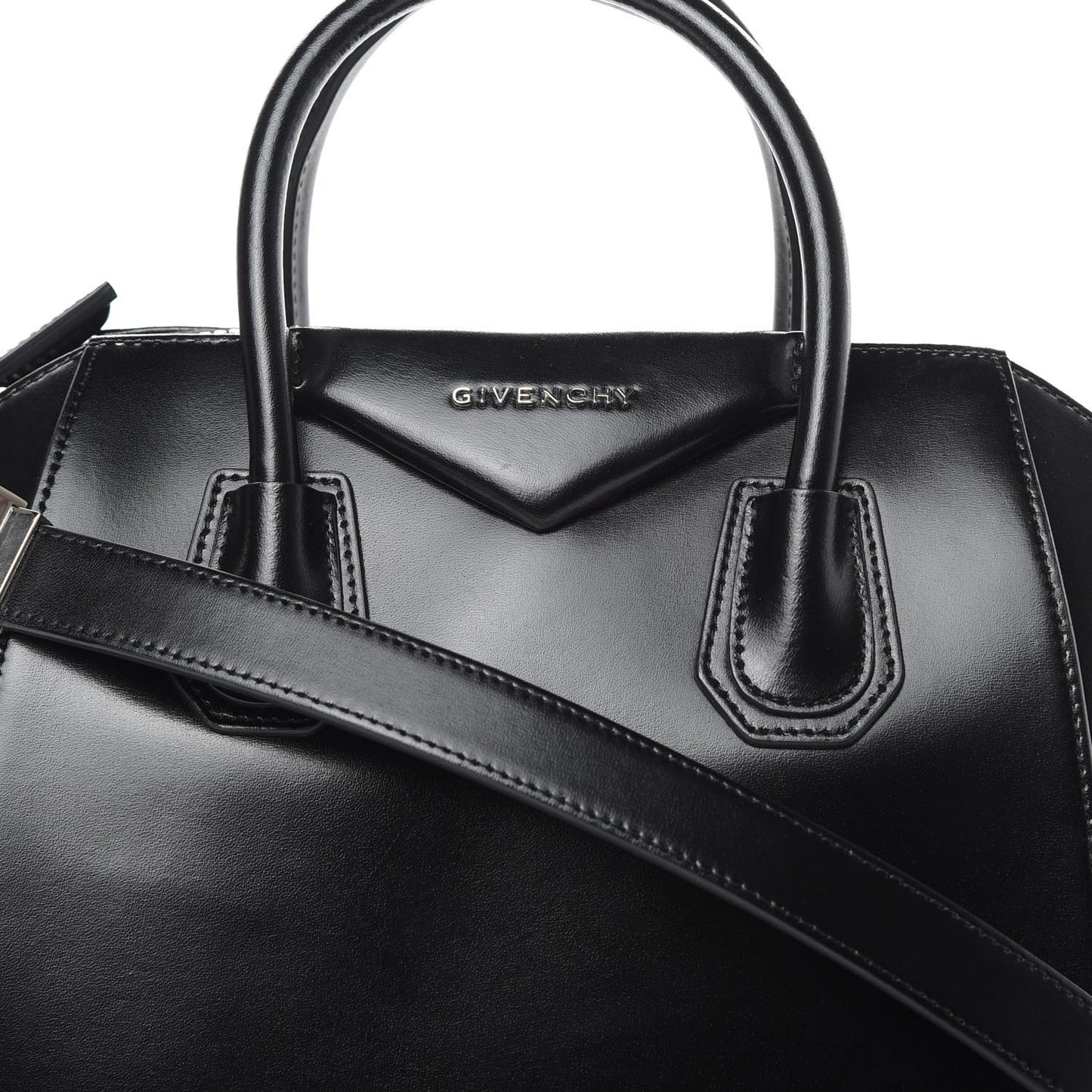 Shiny Lord Calfskin Small Antigona Black