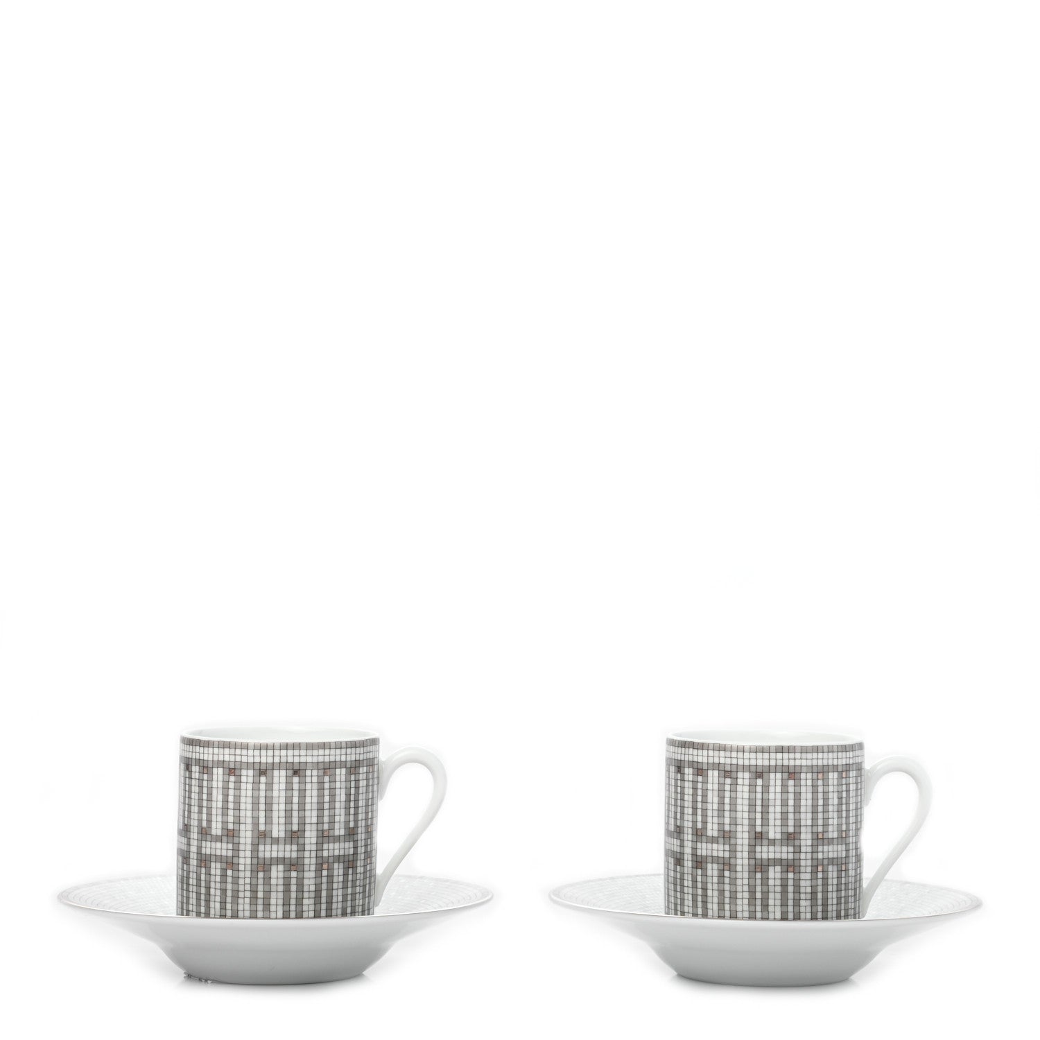 Hermes Porcelain Mosaique au 24 Coffee Cup and Saucer Set of 2 3 of 7