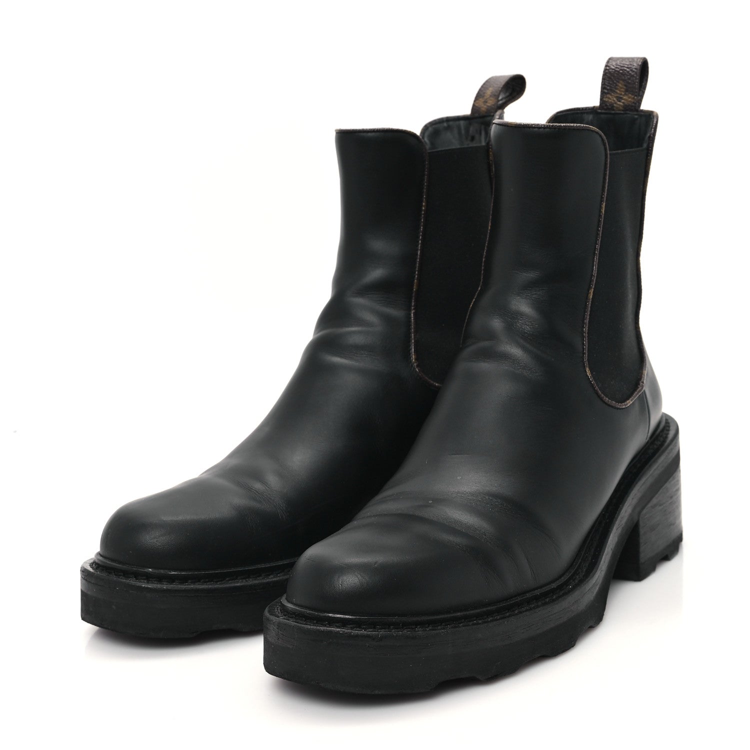 Louis Vuitton Calfskin Monogram Beaubourg Ankle Boots 40.5 Black 4 of 10