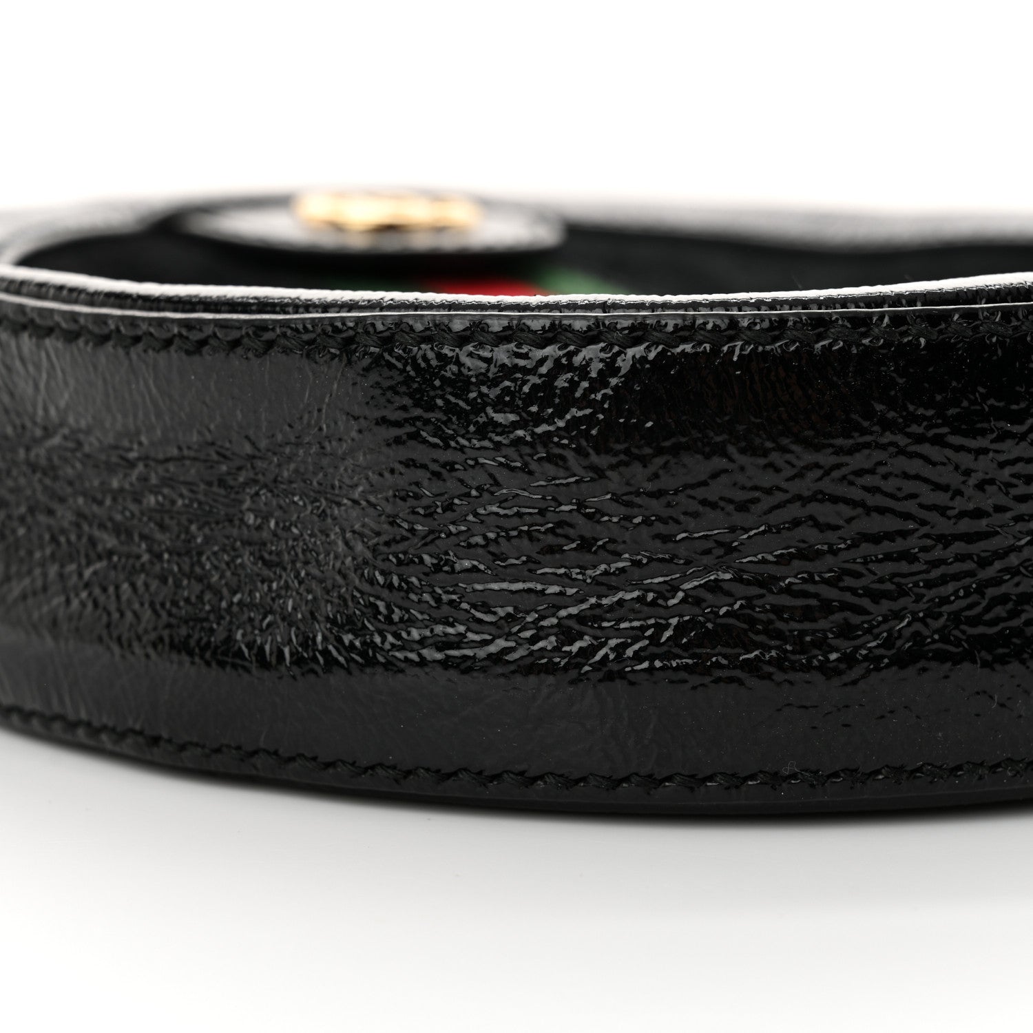 Gucci Suede Patent Web Mini Ophidia Round Shoulder Bag Black 9 of 12