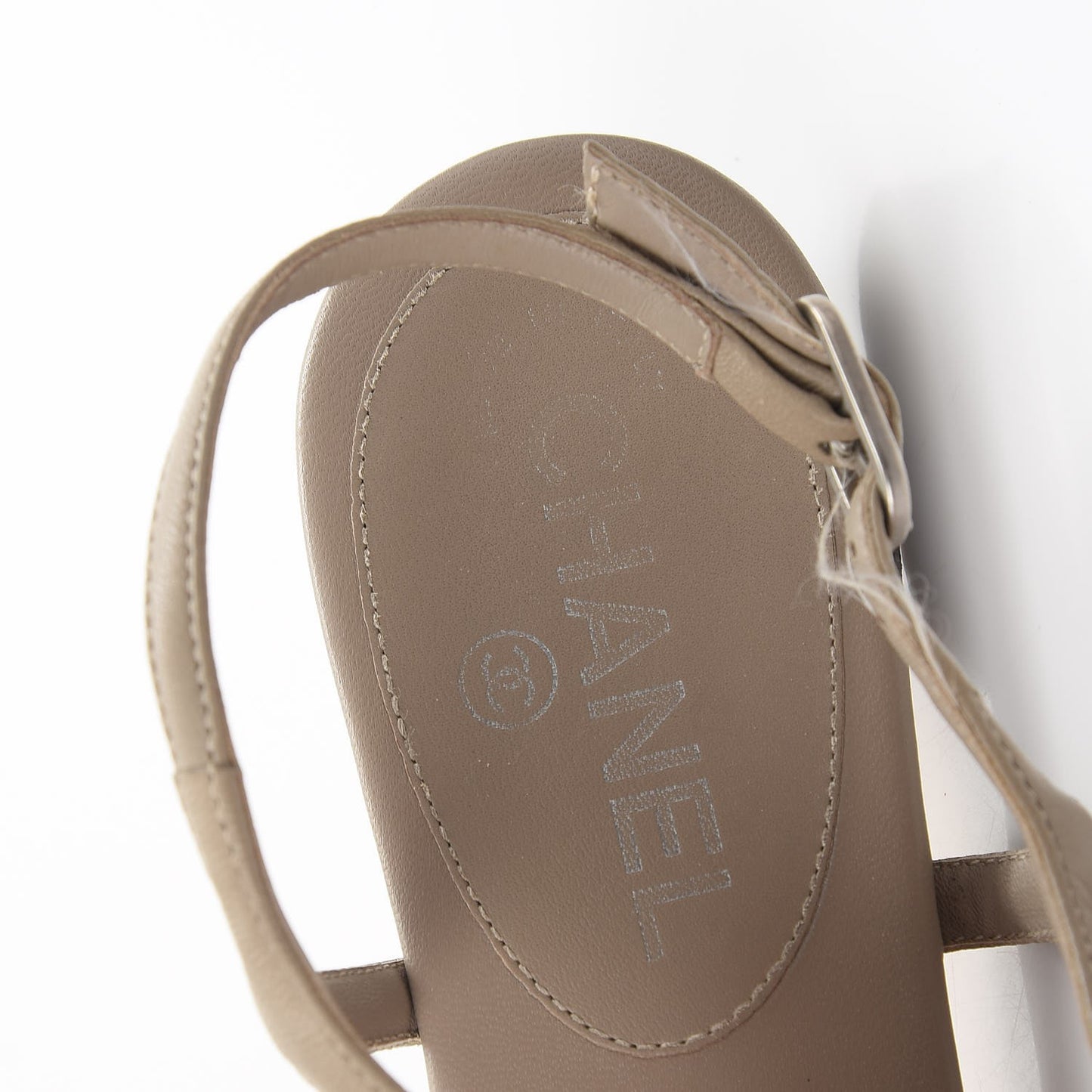 Lambskin Crystal CC Thong Sandals 38.5 Beige